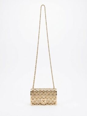 NWOT Metallic Gold Lattice Cage Bag